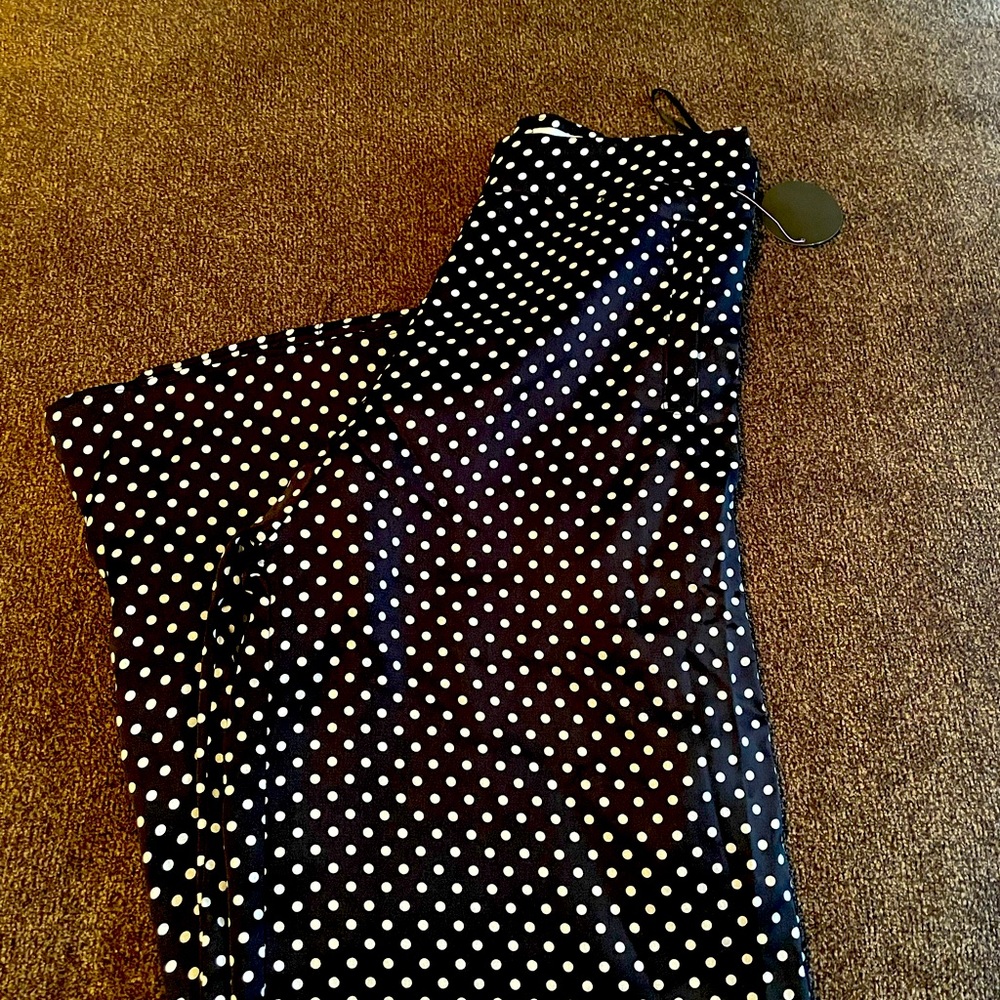 Silk black and white polka dot pants.  Brand new with tags.